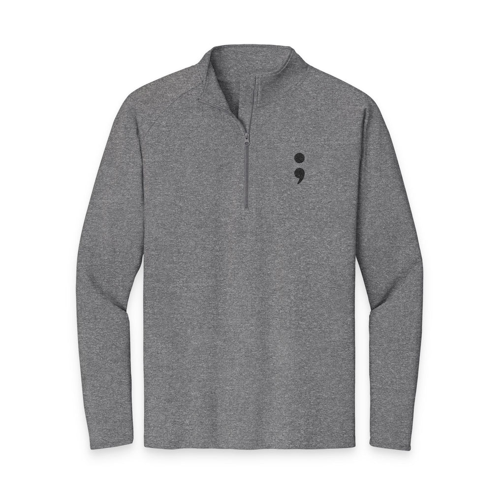 Semicolon Suicide Awareness Embroidered Quarter-Zip Pullover