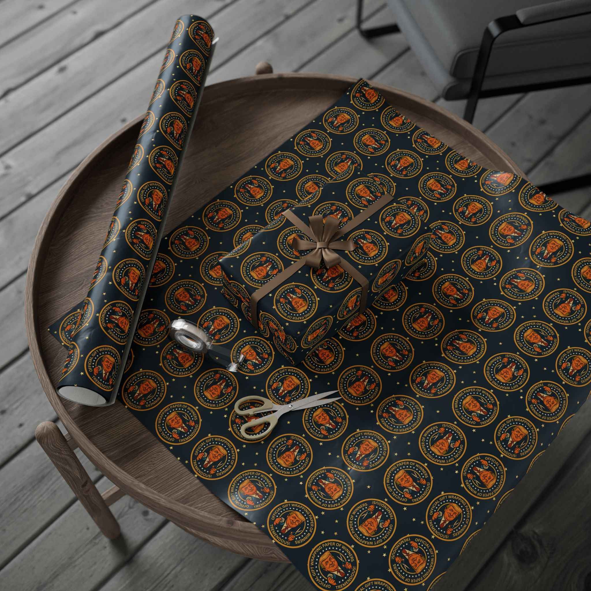 Political Parody “Official Gift Wrapping Paper of Winners” – Tremendous Seal Pattern