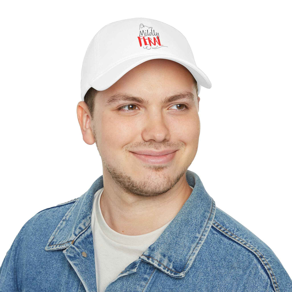 Mildly Feral Dad Hat – Embroidered Cat Cap with Adjustable Fit
