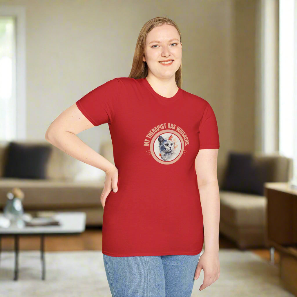 Whimsical Cat Therapy T-Shirt | Cute Pet Lover Tee