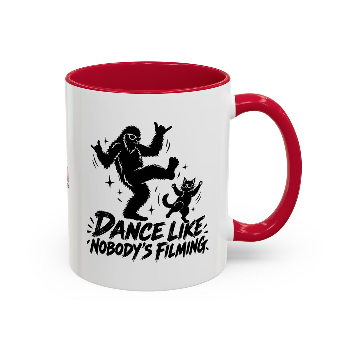 Dance Like Nobody's Filming | Funny Bigfoot & Cat Coffee Mug (11oz/15oz)