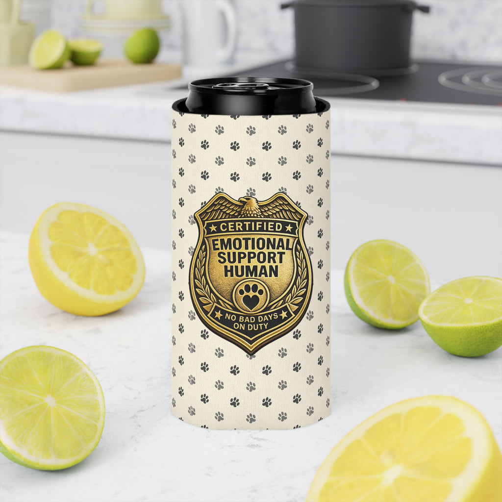 Certified Emotional Support Human Can Cooler | Funny Cat Lover Koozie
