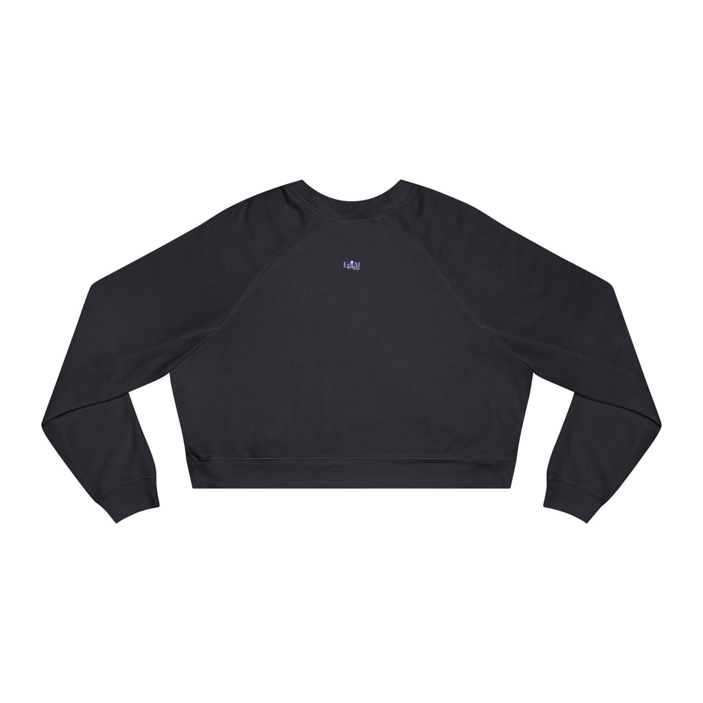Cute Witchy Cat Lady Women's Halloween Cropped Pullover Sweatshirt