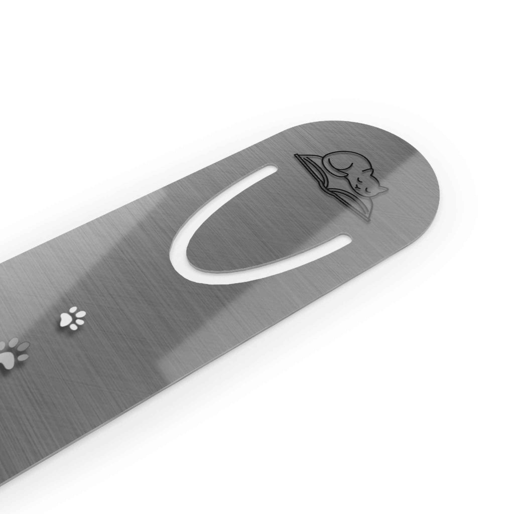 Fading Pawprints Cat Metal Bookmark – Brushed Aluminum