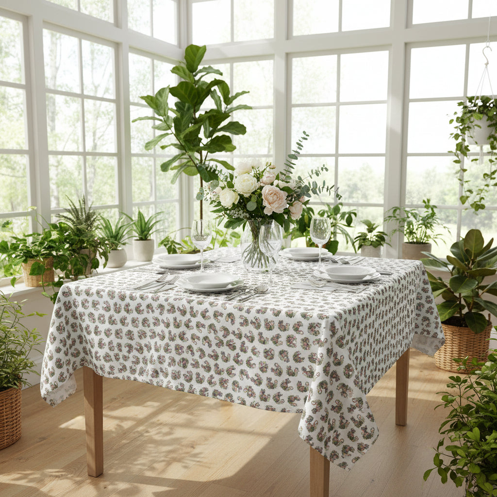 Whimsical Cat Medallion Square Tablecloth – 55" x 55"