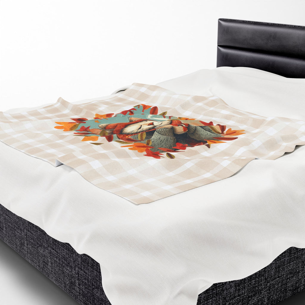 Hot Chocolate Cat Plush Blanket, Soft Throw for Fall