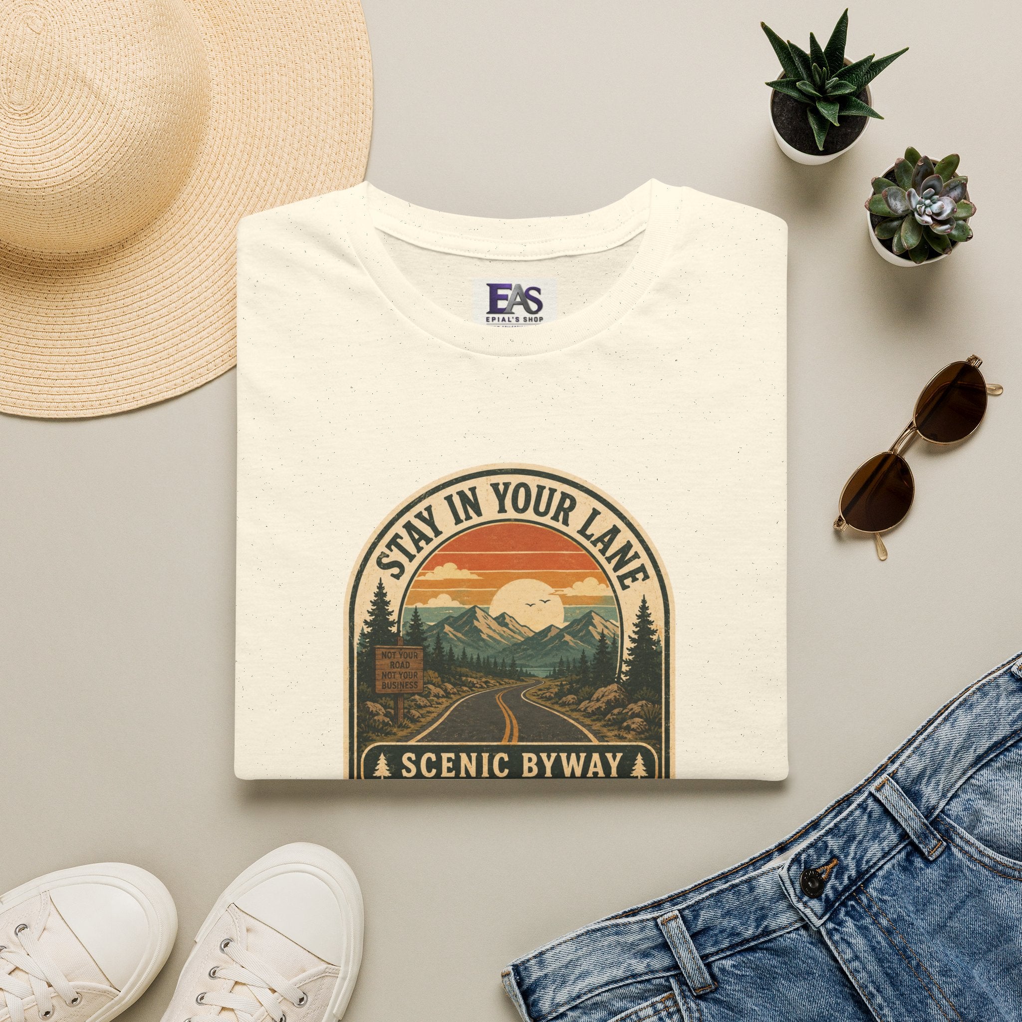 Stay in Your Lane Scenic Byway Unisex T-Shirt | Retro Road Trip Graphic Tee