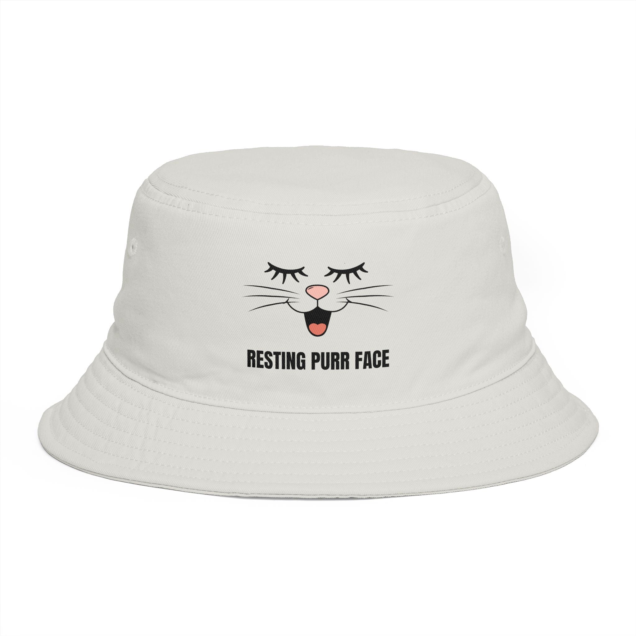 Resting Purr Face Embroidered Cat Bucket Hat