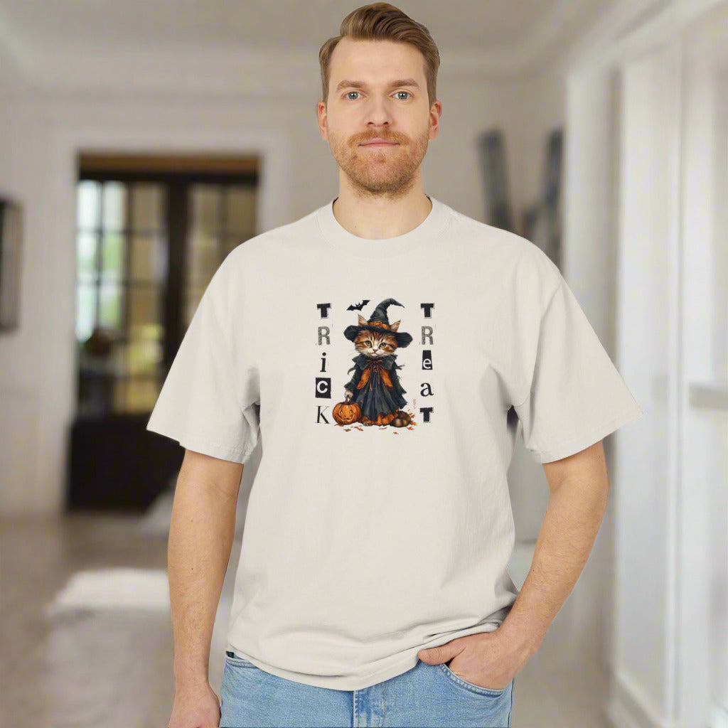 Halloween Witchy Kitty Unisex Faded Tee