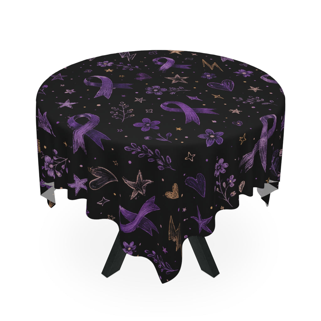 Purple Ribbon Garden Epilepsy Awareness Tablecloth