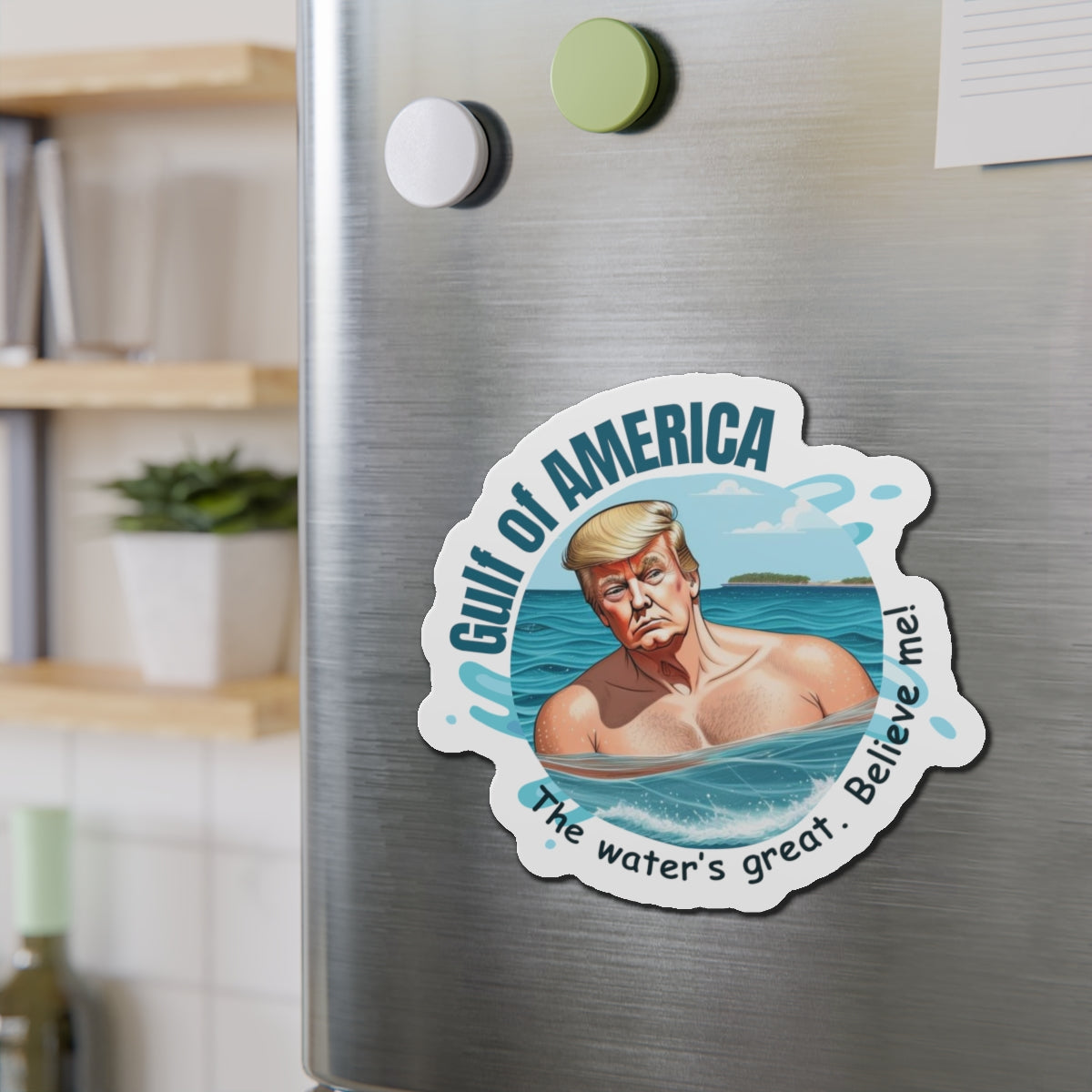 Funny Die-Cut Magnet - American Gulf with Donald Trump