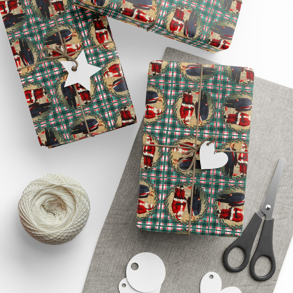 Vintage Style Trump Santa Wrapping Paper for Holiday Gifts