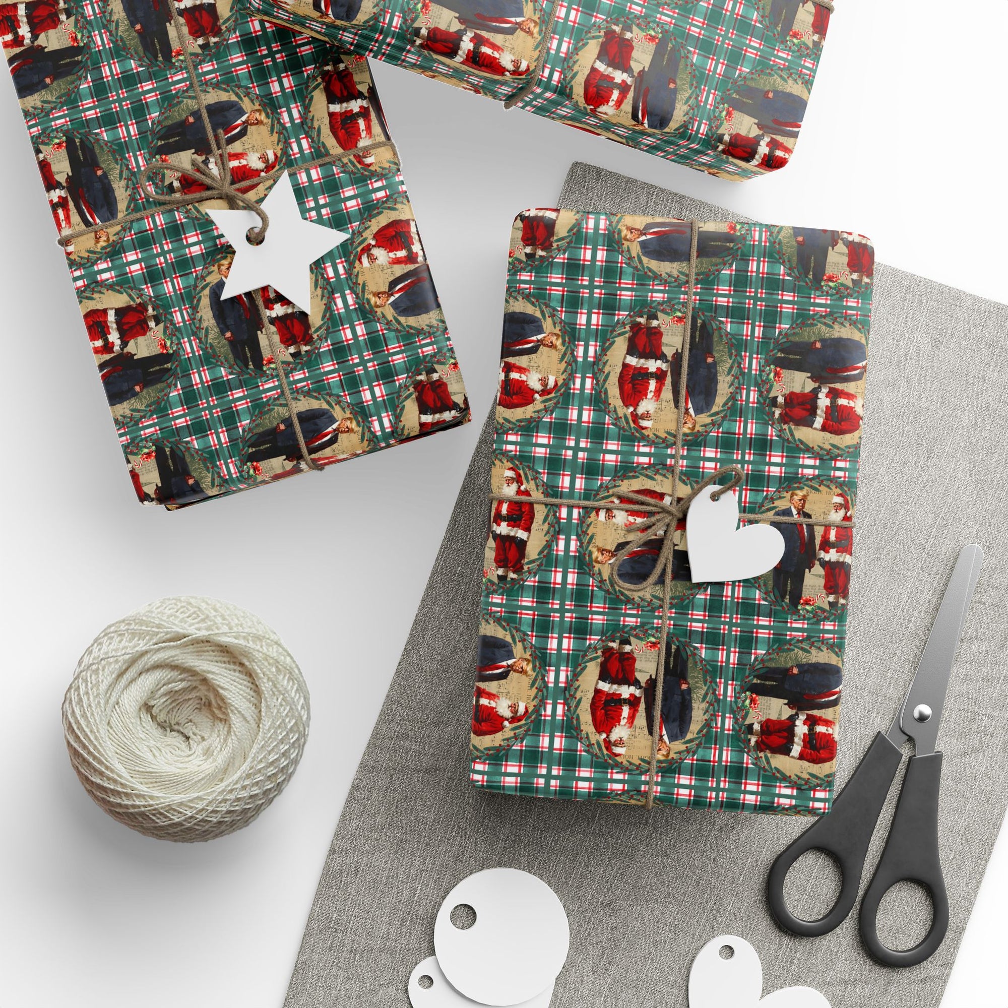 Vintage Style Trump Santa Wrapping Paper for Holiday Gifts