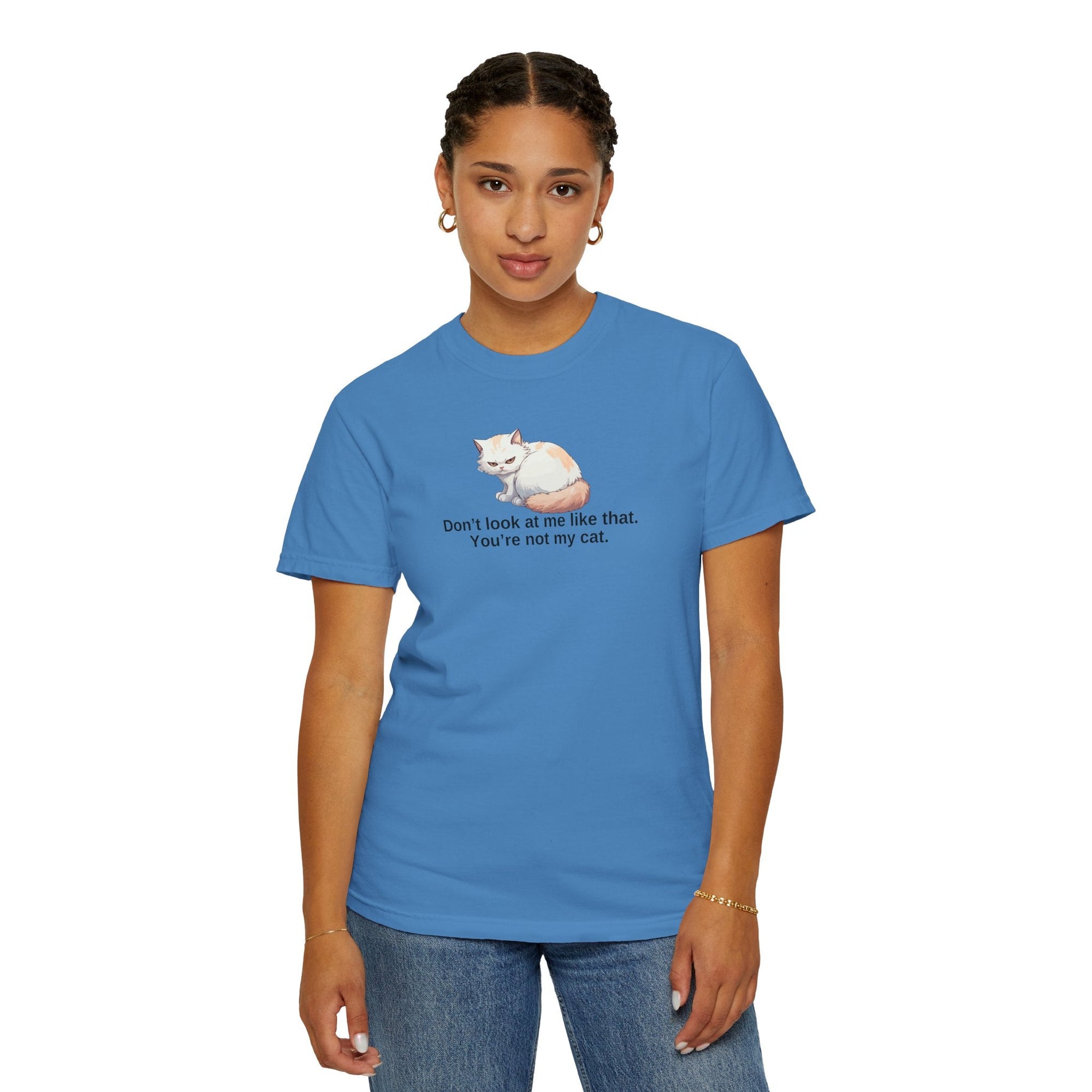 Don’t Look at Me Like That, You’re Not My Cat Unisex Garment-Dyed T-Shirt Printify