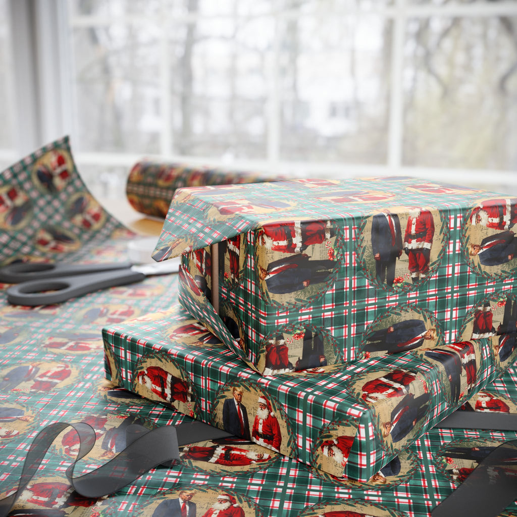 Vintage Style Trump Santa Wrapping Paper for Holiday Gifts
