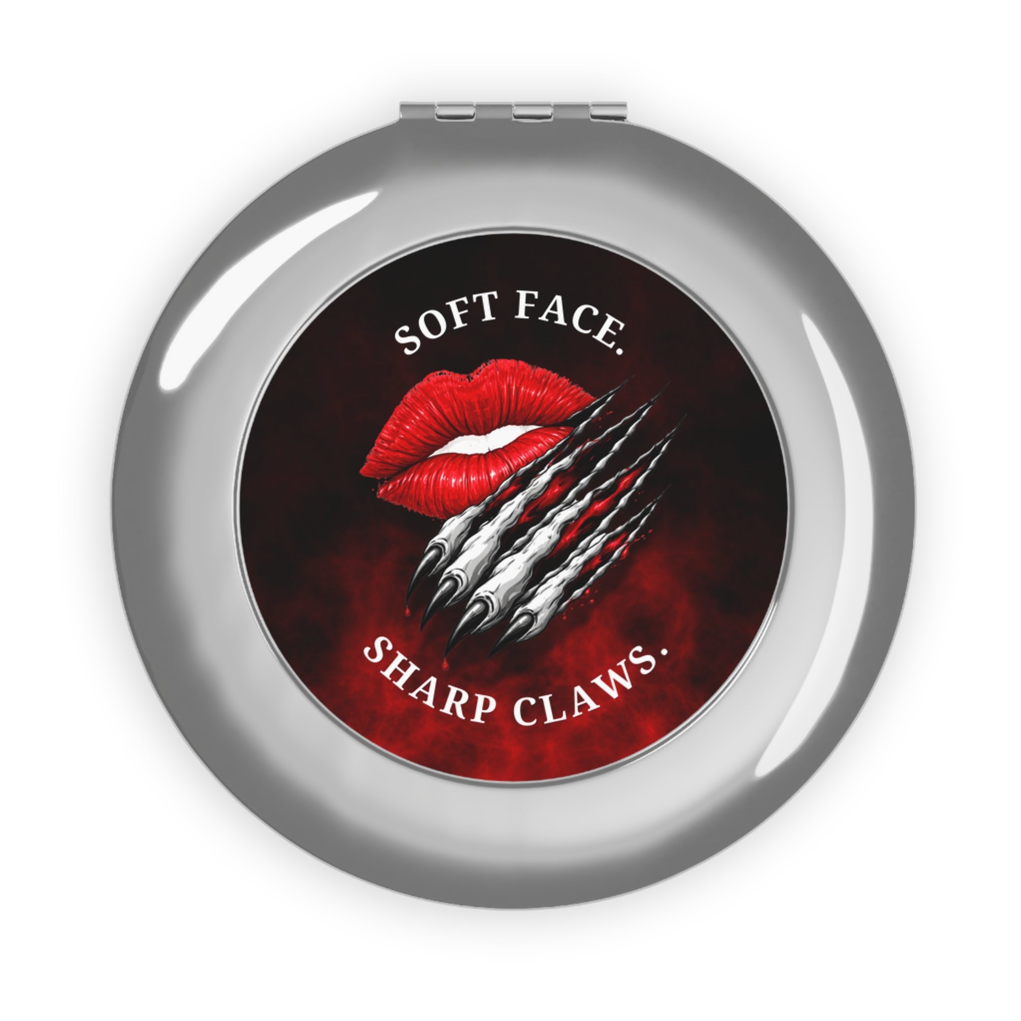 Soft Face, Sharp Claws Compact Mirror – Cute Until It Isn’t
