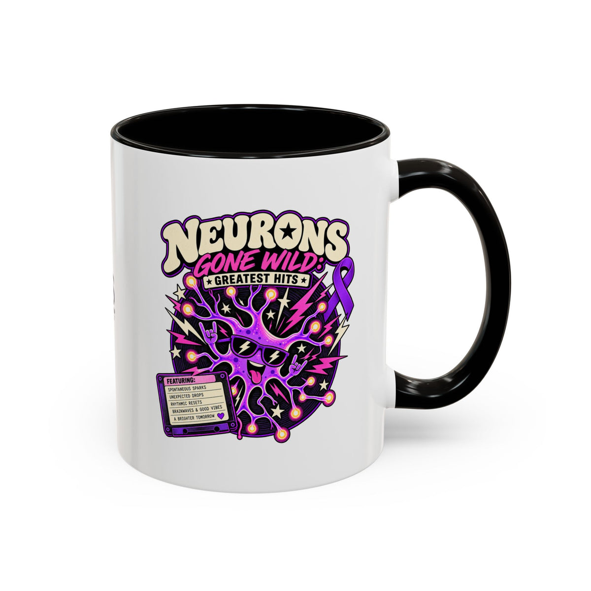 Neurons Gone Wild: Greatest Hits Epilepsy Awareness Accent Coffee Mug (11oz/15oz)