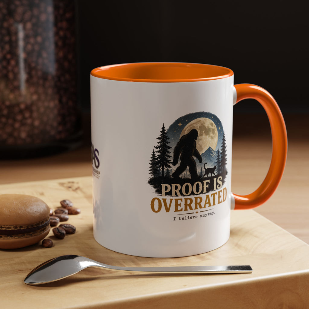 Proof Is Overrated Sasquatch & Black Cat Accent Mug