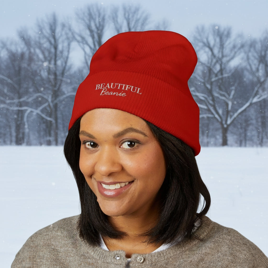 Big Beautiful Beanie — Embroidered Cuffed Knit Hat