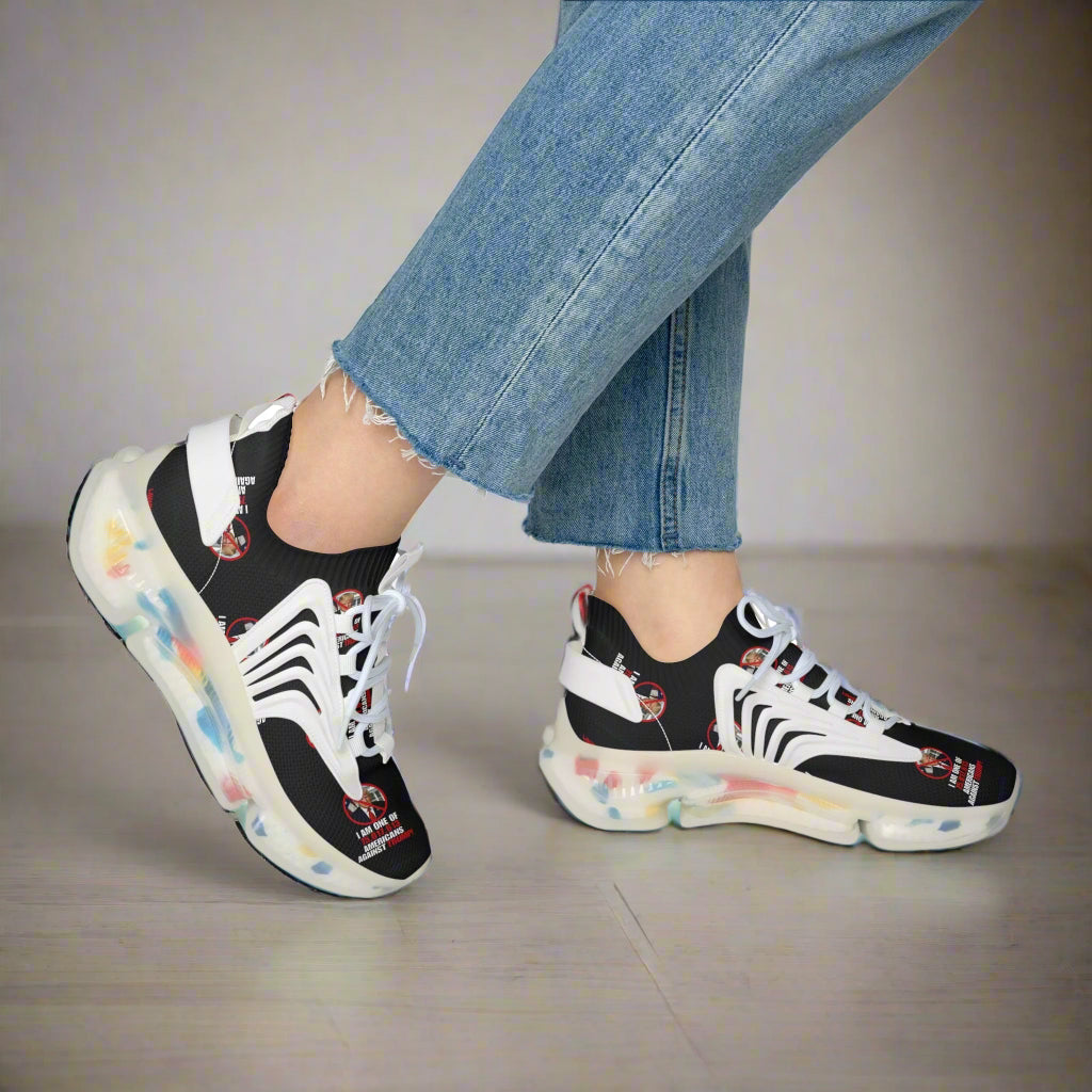 Trendy Women's Mesh Sneakers - American Against Trump Design Printify