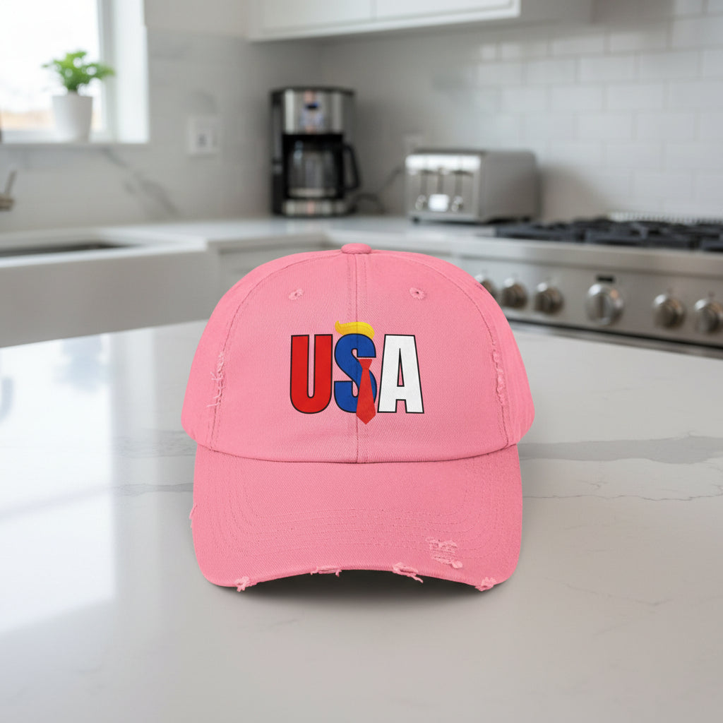 Unisex Trendy Distressed USA Cap