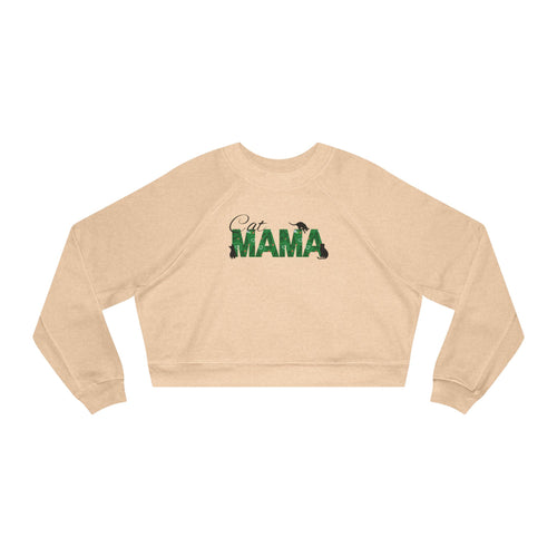 Photo depicting the ​Christmas Cat Mama Women's Cropped Fleece Pullover from EpiAl's Shop.