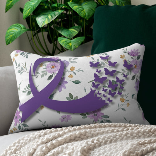 Purple Ribbon Spun Polyester Lumbar Pillow