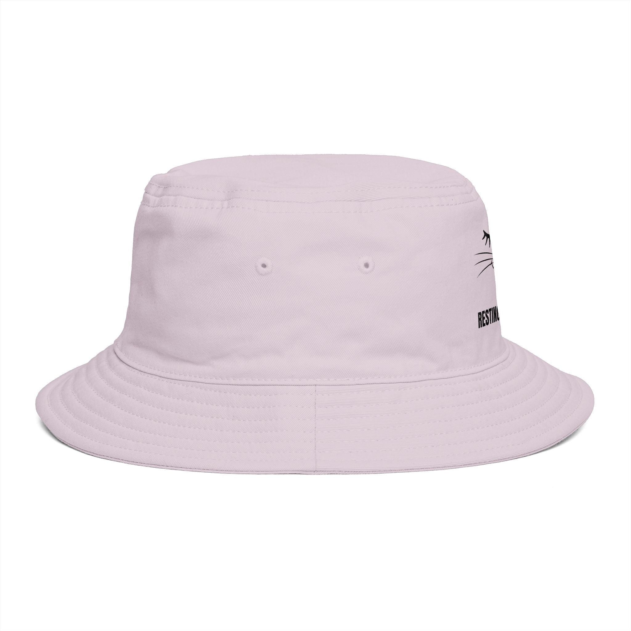 Resting Purr Face Embroidered Cat Bucket Hat