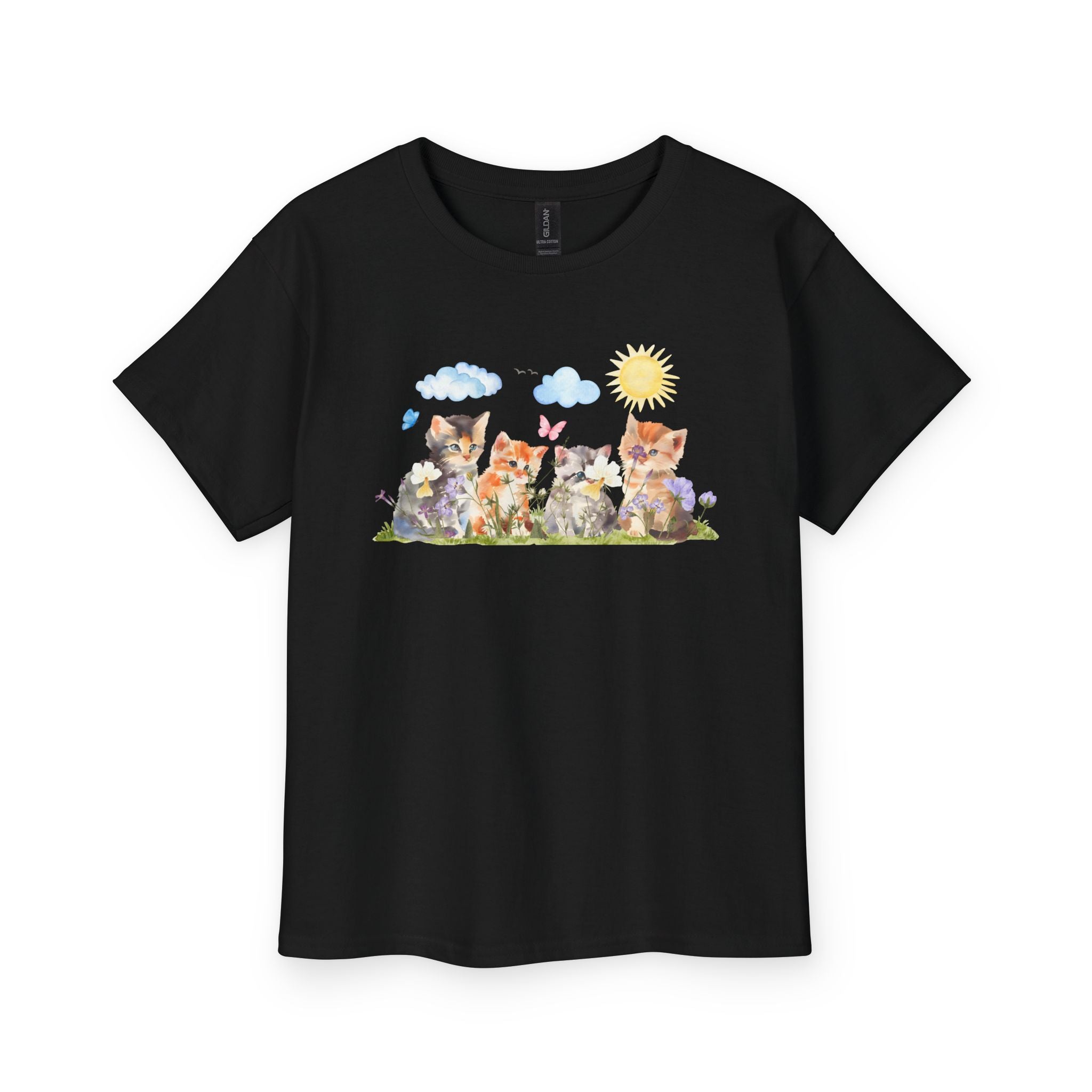 Watercolor Kittens in the Garden Kids’ T-Shirt