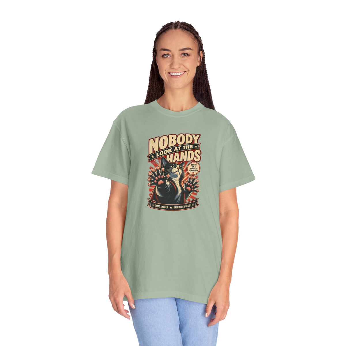 Nobody Look at the Hands AI Slop Comfort Colors T-Shirt