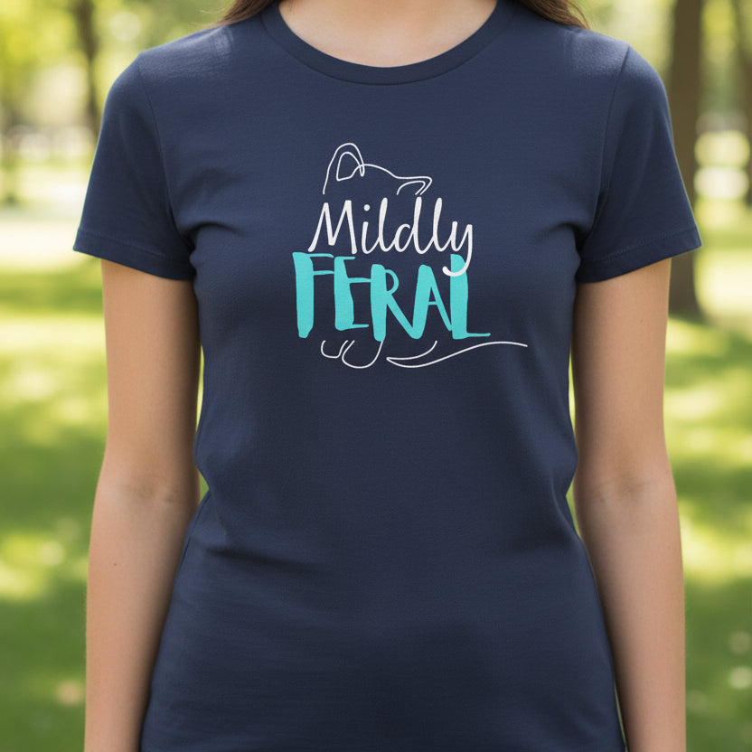 Mildly Feral Women’s Slim Fit Cat Graphic Tee