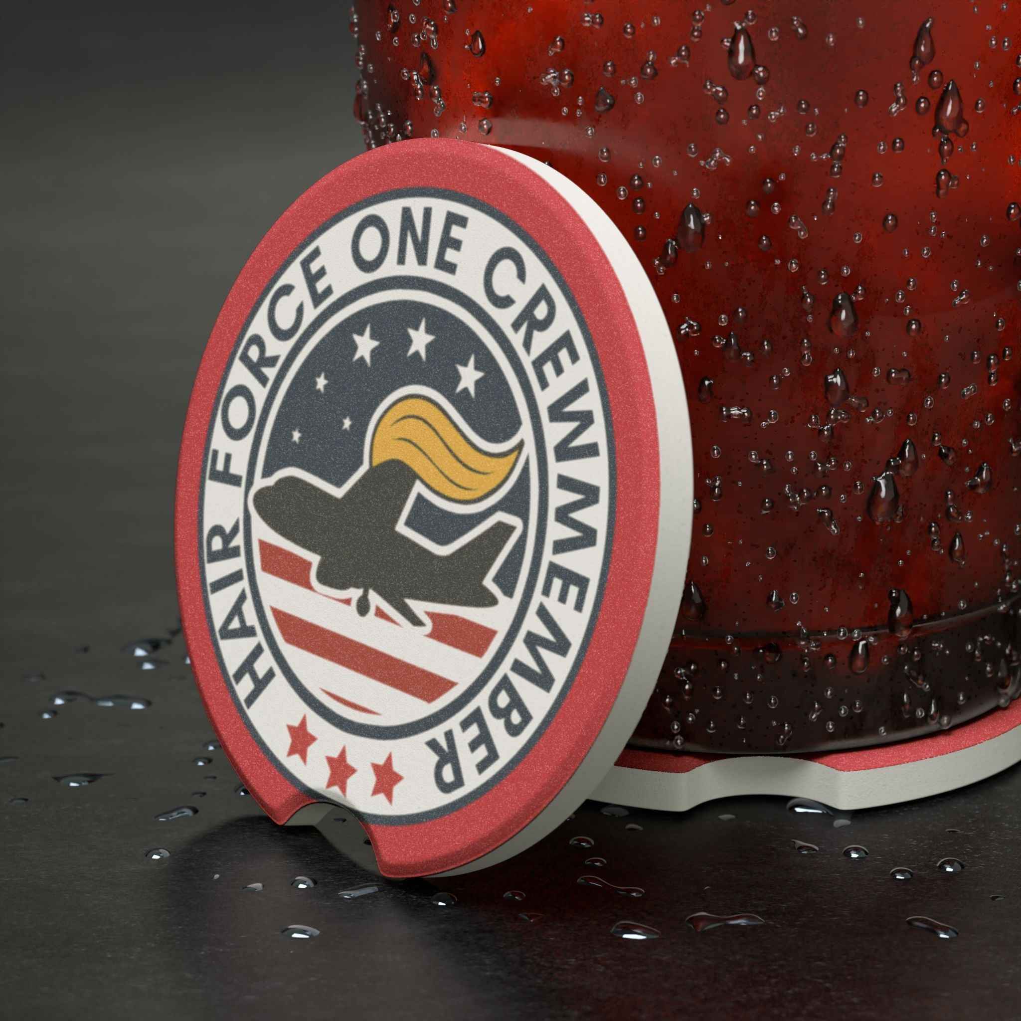 Hair Force One Crewmember Car Coasters (Political Parody Set)