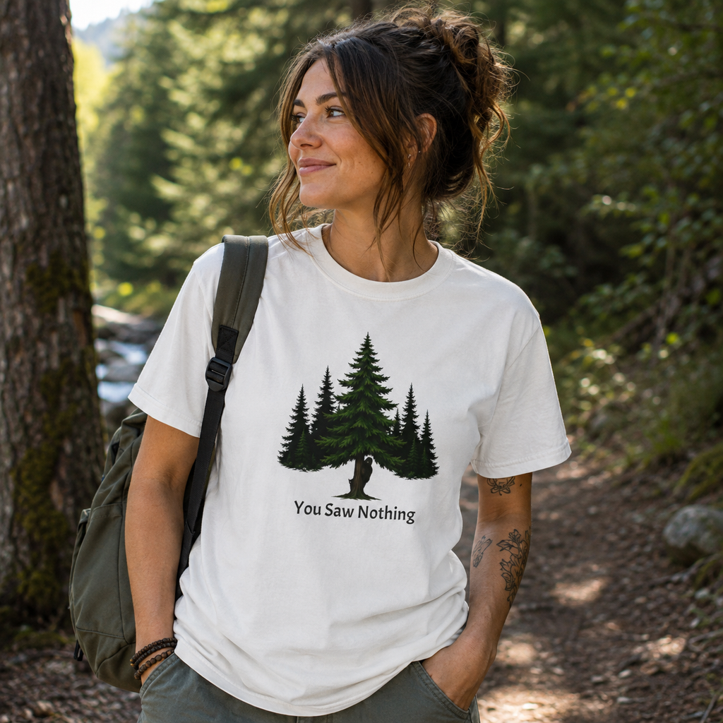 You Saw Nothing Bigfoot & Cat Garment-Dyed T-Shirt