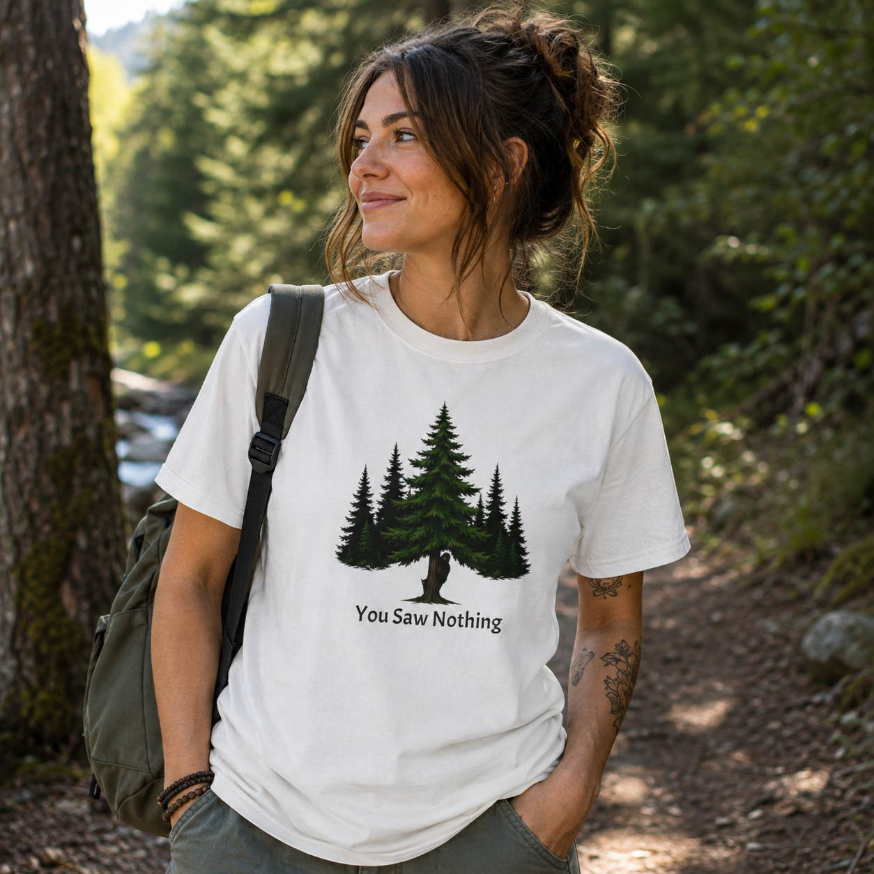 You Saw Nothing Bigfoot & Cat Garment-Dyed T-Shirt