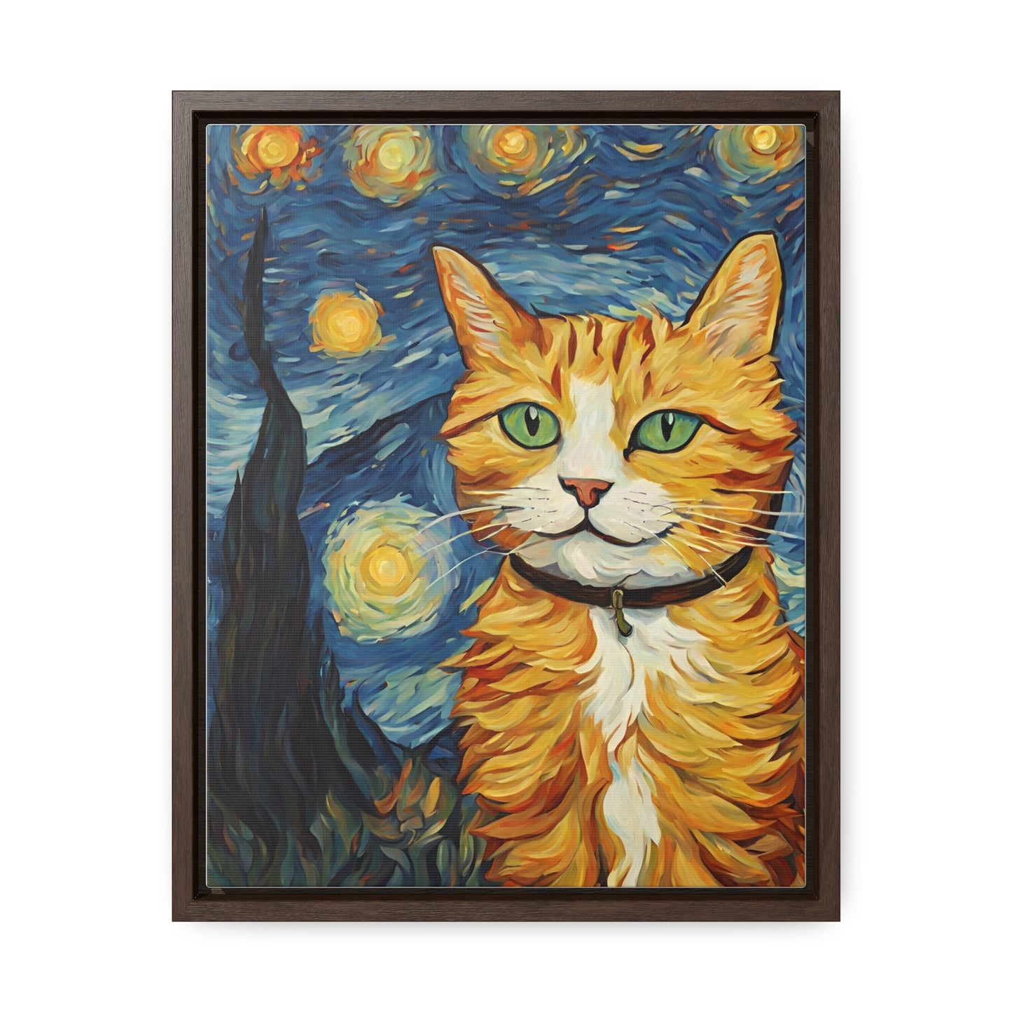 Van Gogh Style Cat Gallery Canvas Wraps, Vertical Frame