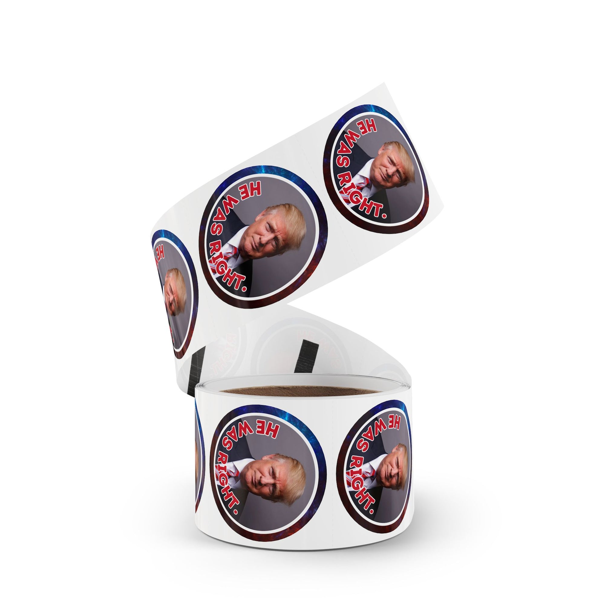 Political Round Sticker Labels – "He Was Right"