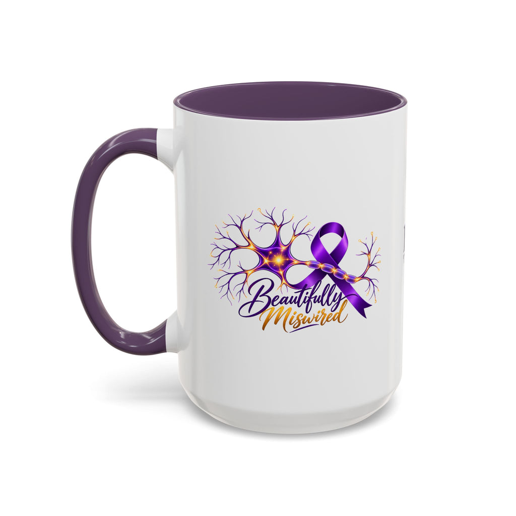 Beautifully Miswired Epilepsy Awareness Ceramic Mug | Purple Ribbon & Neuron Design (11/15oz)