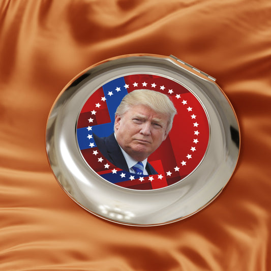 Compact Travel Mirror with Donald Trump Design - Perfect for On-the-Go Reflection Printify