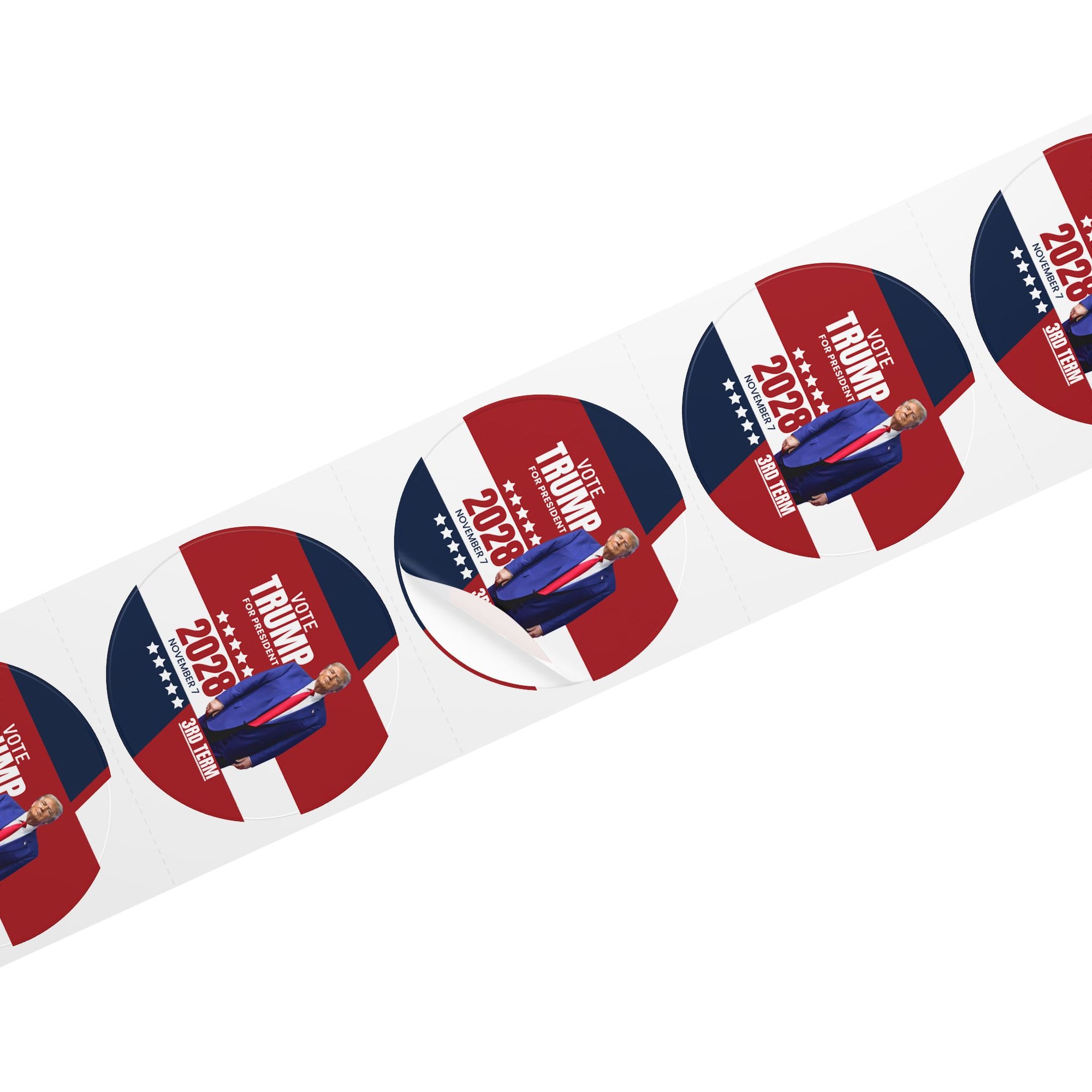 Vote Trump 2028 Round Sticker Rolls - Bold Political Campaign Labels