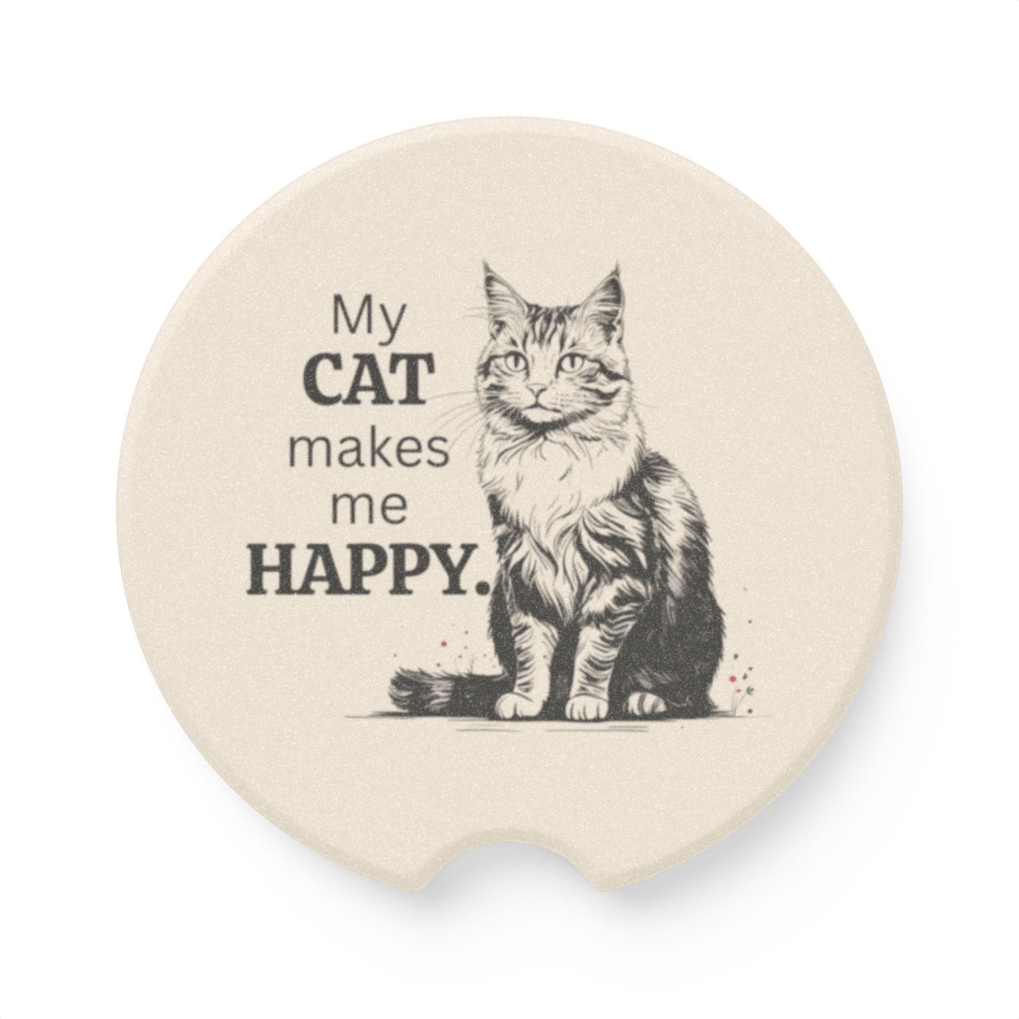My Cat Makes Me Happy Soapstone Car Coaster