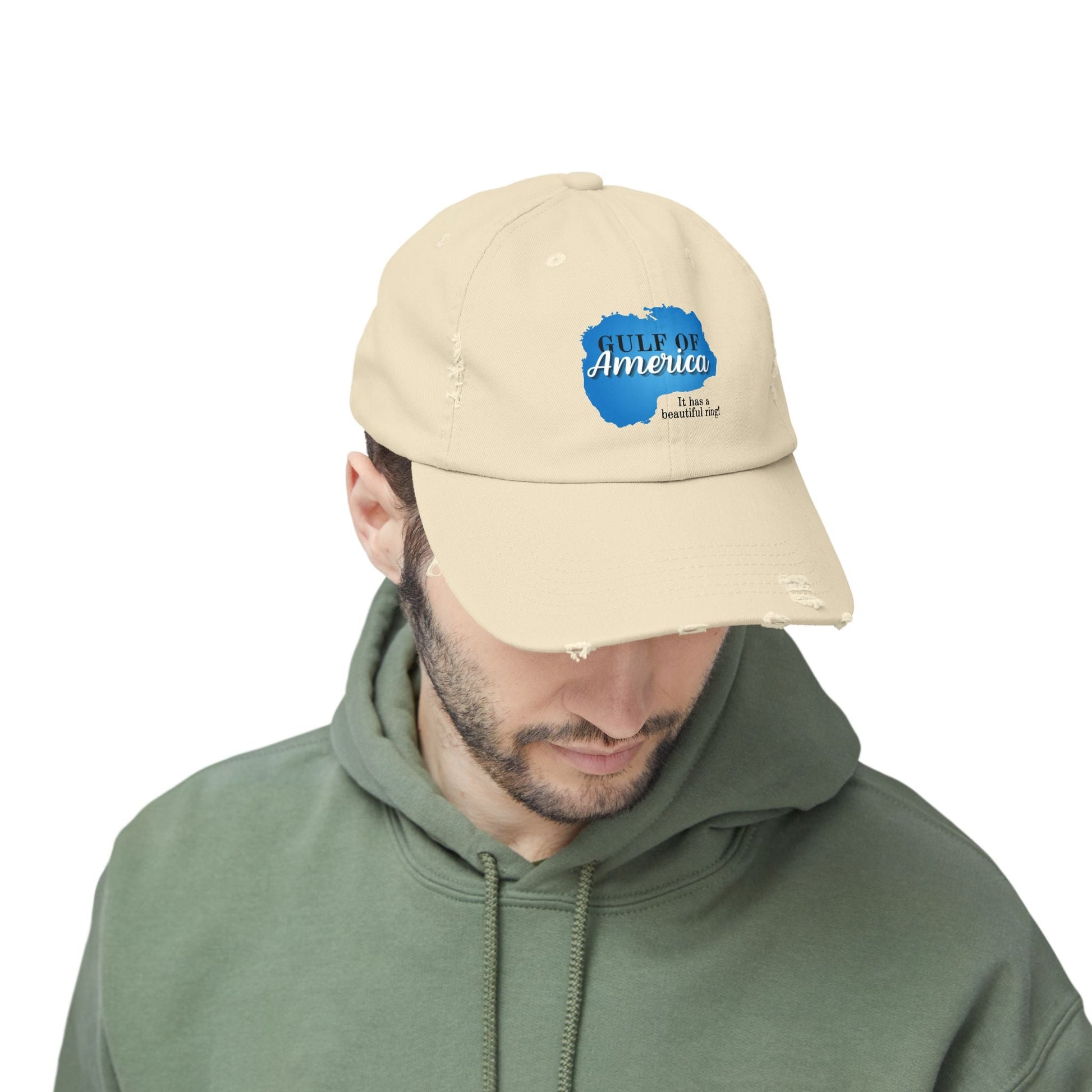 Unisex Distressed Cap - Gulf of America: A Beautiful Ring Printify