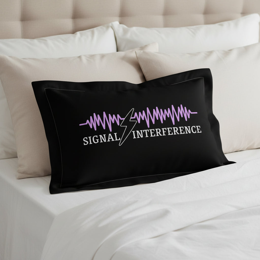Signal Interference Microfiber Pillow Sham – Violet Waveform Lightning Bolt Design (Standard & King)