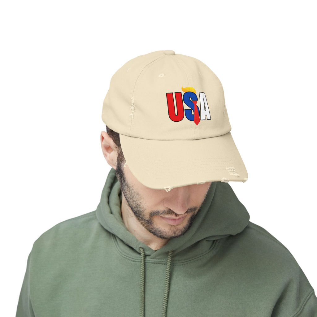 Unisex Trendy Distressed USA Cap
