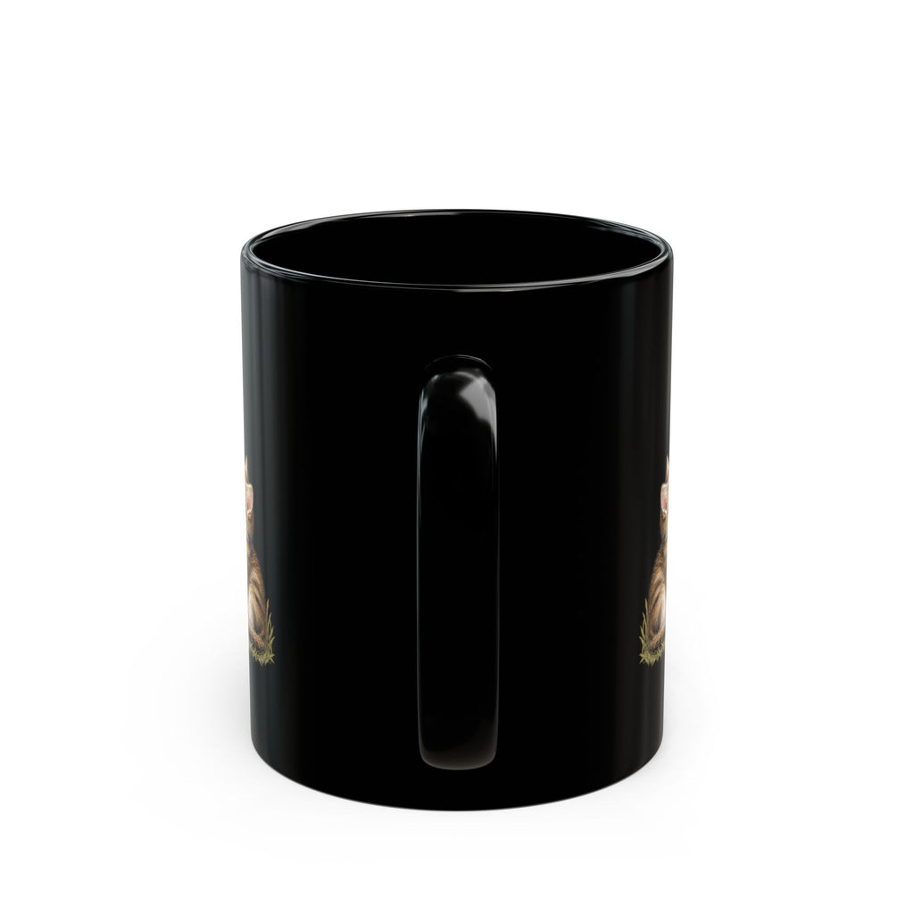 Kitten & Dandelion Black Ceramic Mug | Cat Lover Coffee Cup | 11oz & 15oz