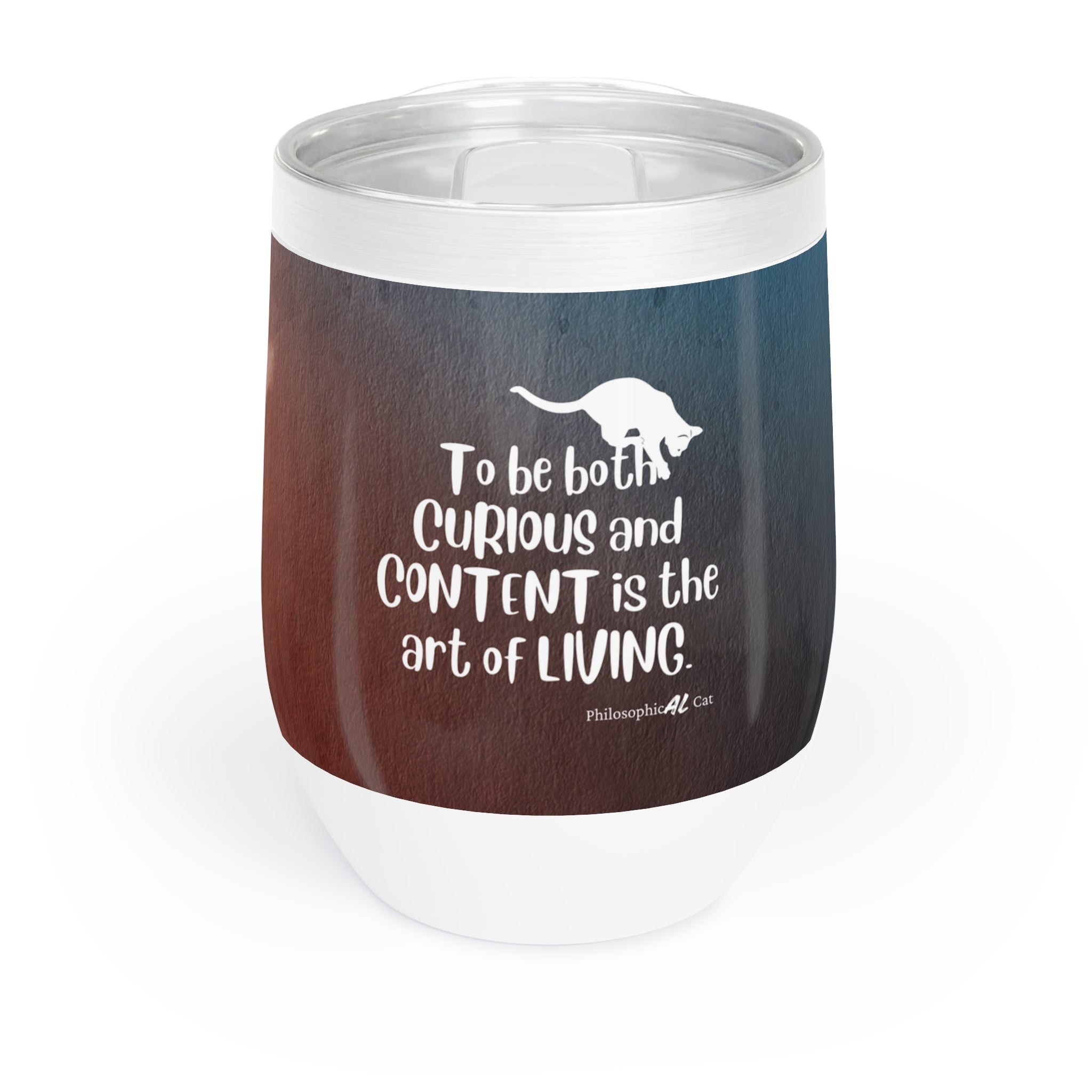 Photo depicting the ​Curious & Content Chill Wine Tumbler from EpiAl's Shop.
