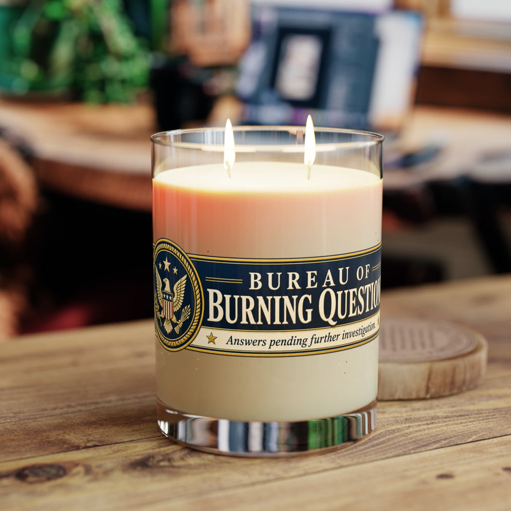 Bureau of Burning Questions Scented Soy Candle | Faux Government Seal | 65-Hour Burn