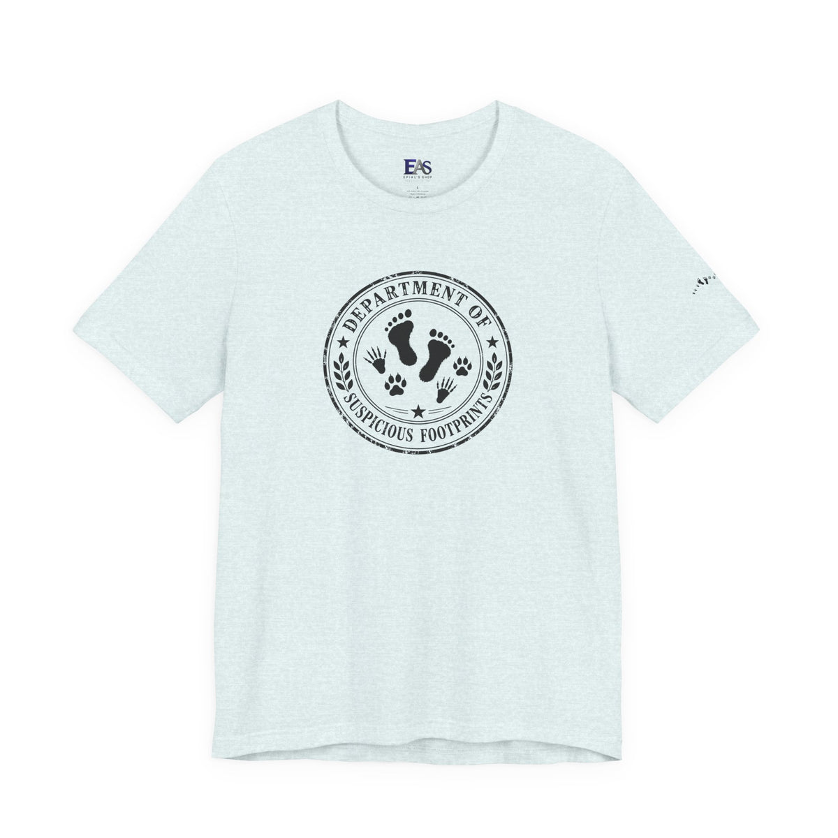 Department of Suspicious Footprints Unisex T-Shirt | Bigfoot, Raccoon & Cat Tracks