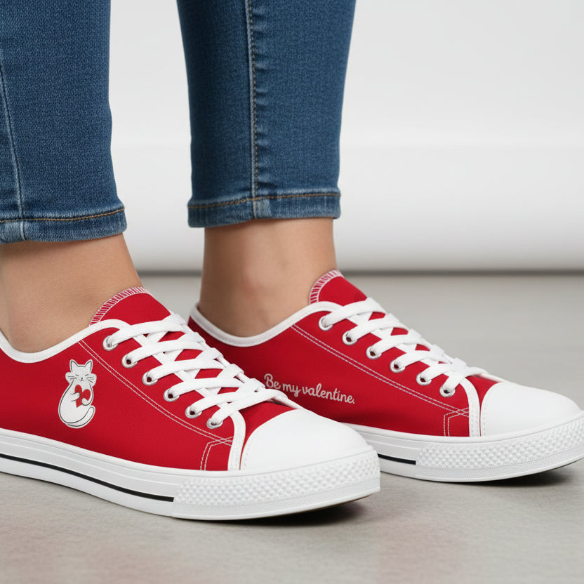 Women’s Valentine Cat Low-Top Sneakers | EpilepticAL