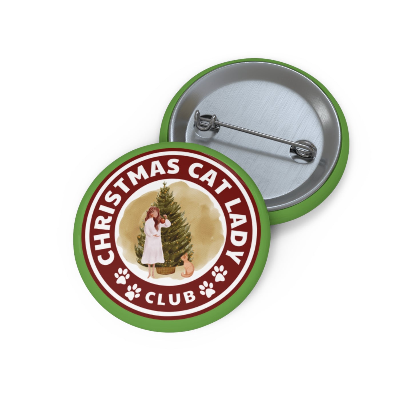 Christmas Cat Lady Club Pin Buttons
