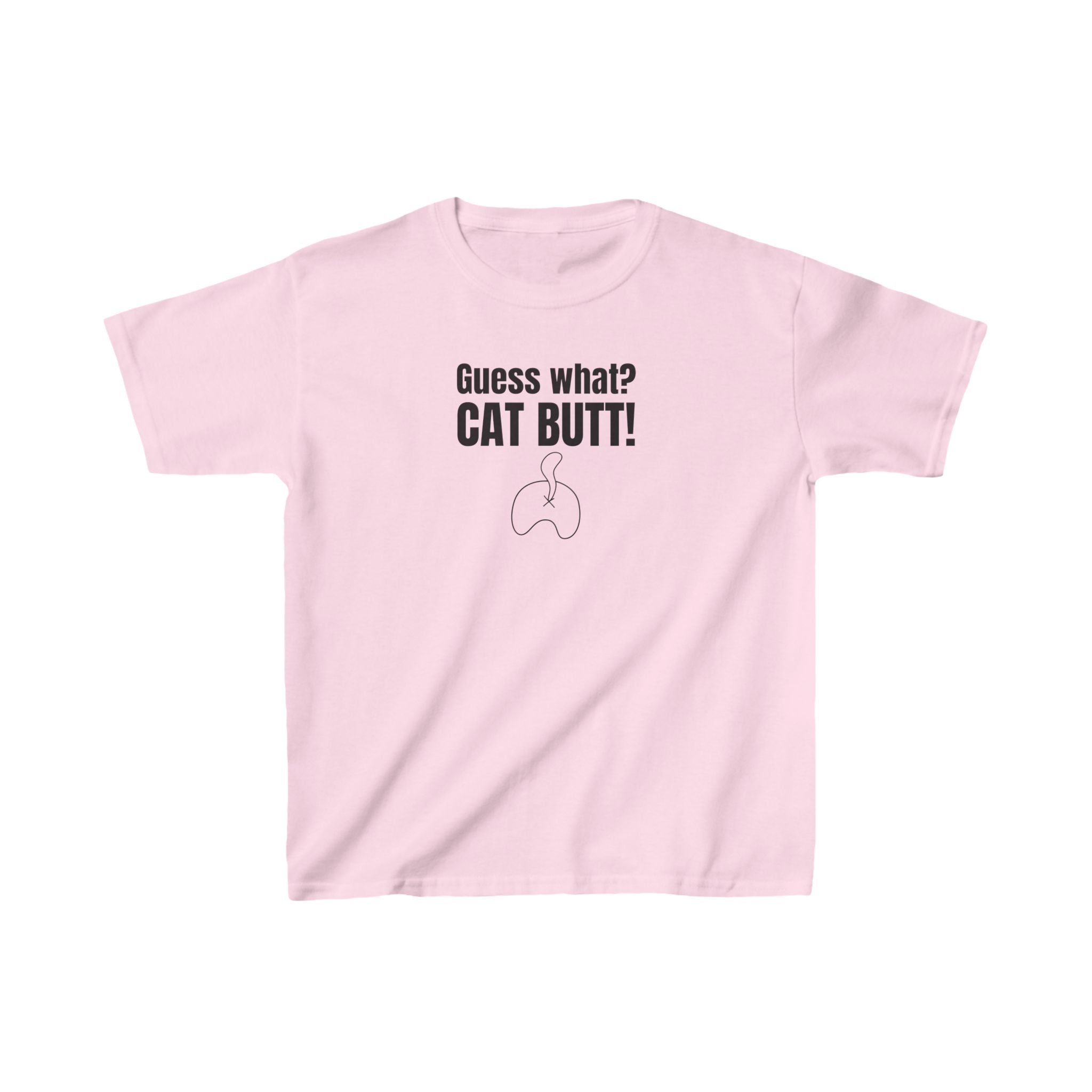 Photo depicting the ​Guess What? Cat Butt! Kids Heavy Cotton™ Tee from EpiAl's Shop.